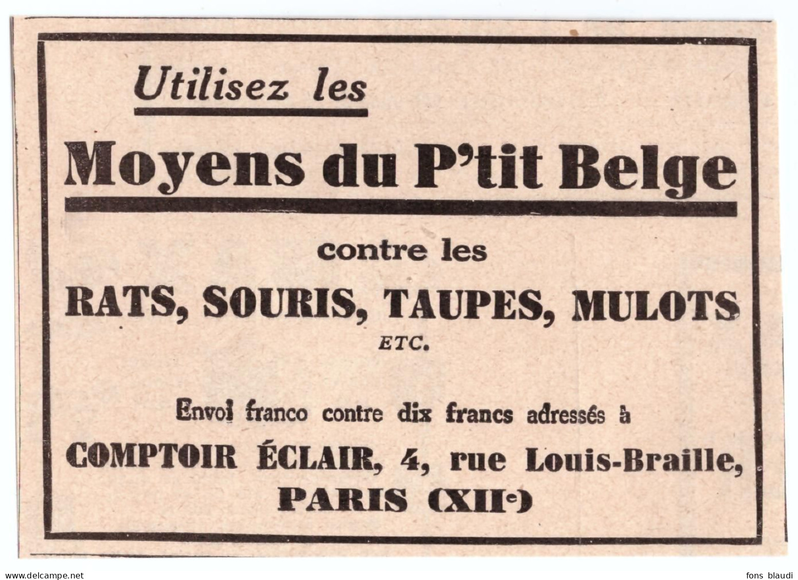 1932 - Publicité - Le Comptoir Éclair Au 4 Rue Louis-Braille à Paris 12ème - Reclame