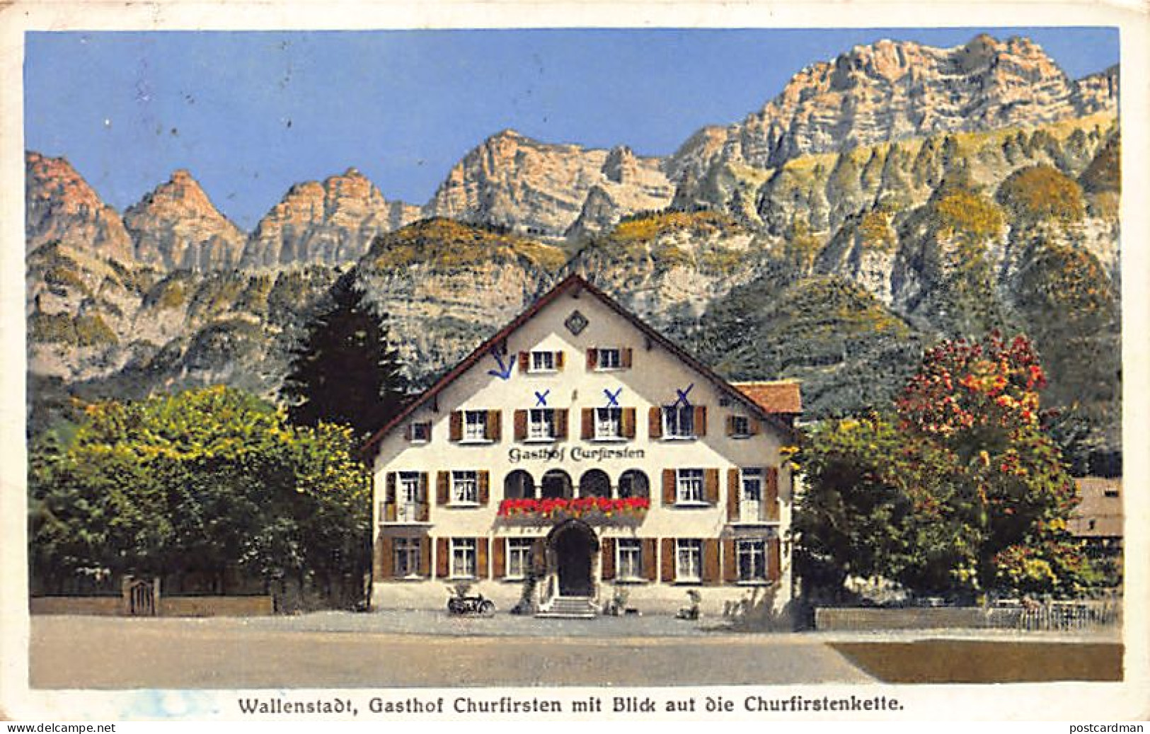 WALENSTADT (SG) Gasthof Churfirsten Mit Blick Auf Die Churfirstenkelle - Verlag Unbekannt  - Walenstadt