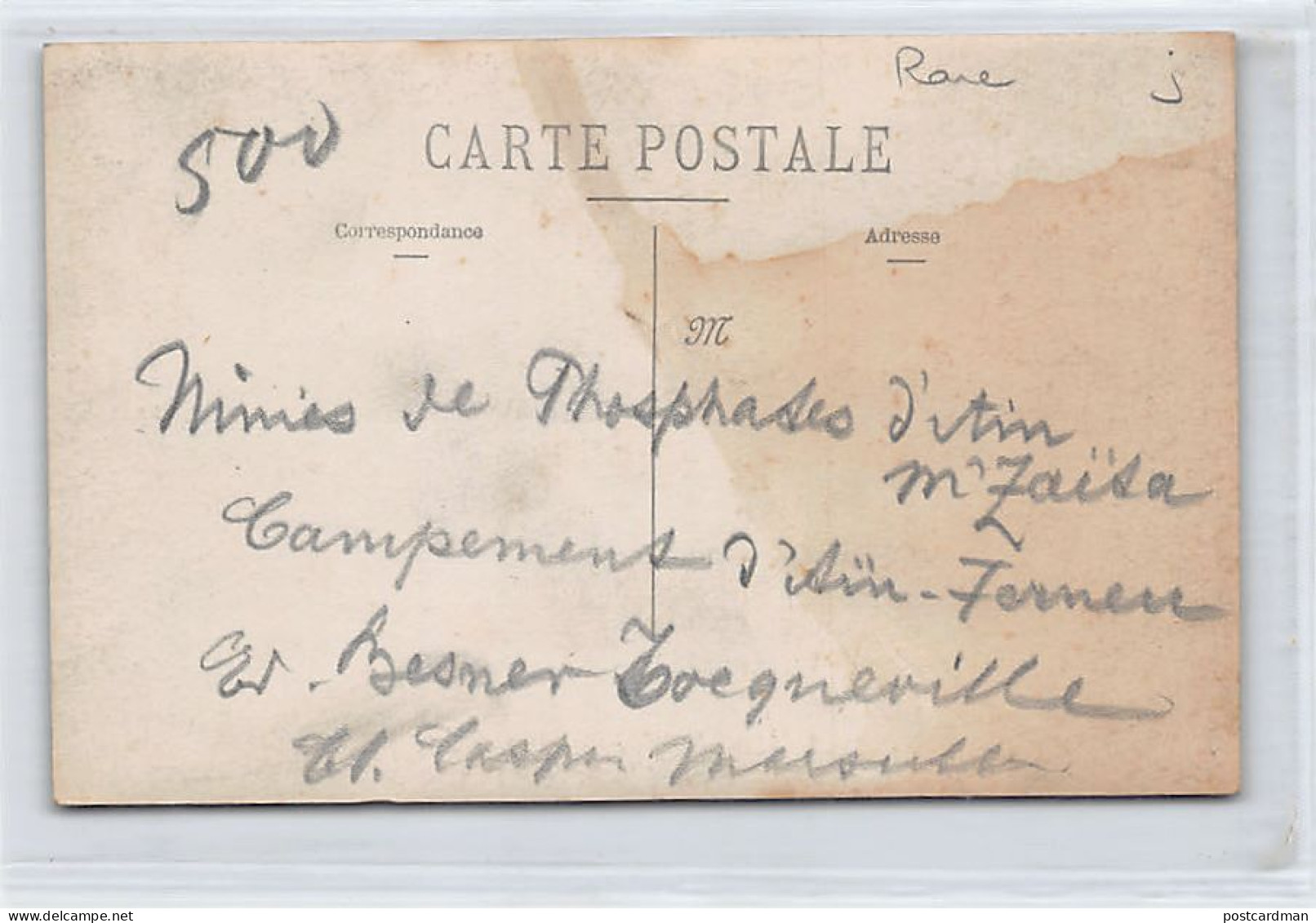 Mines De Phosphates D'Aïn M'Zaïta - Campement D'Aïn Fernen - CARTE PHOTO Cliché Caspari - Ed. Besner (Tocqueville)  - Other & Unclassified