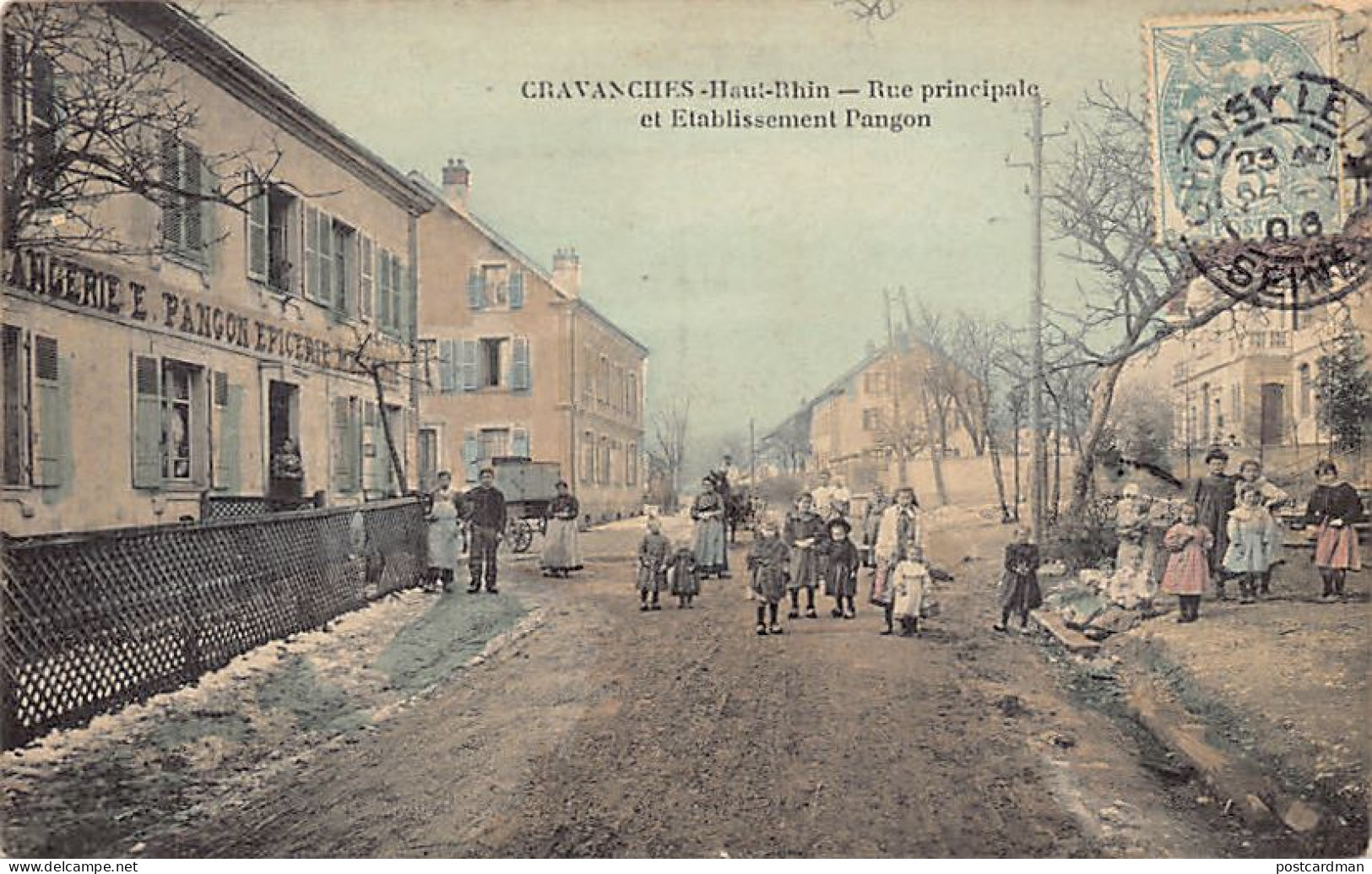 Cravanches (90) Rue Principale Et Ets. E. Pangon - Boulangerie Epicerie Mercerie - Sonstige & Ohne Zuordnung