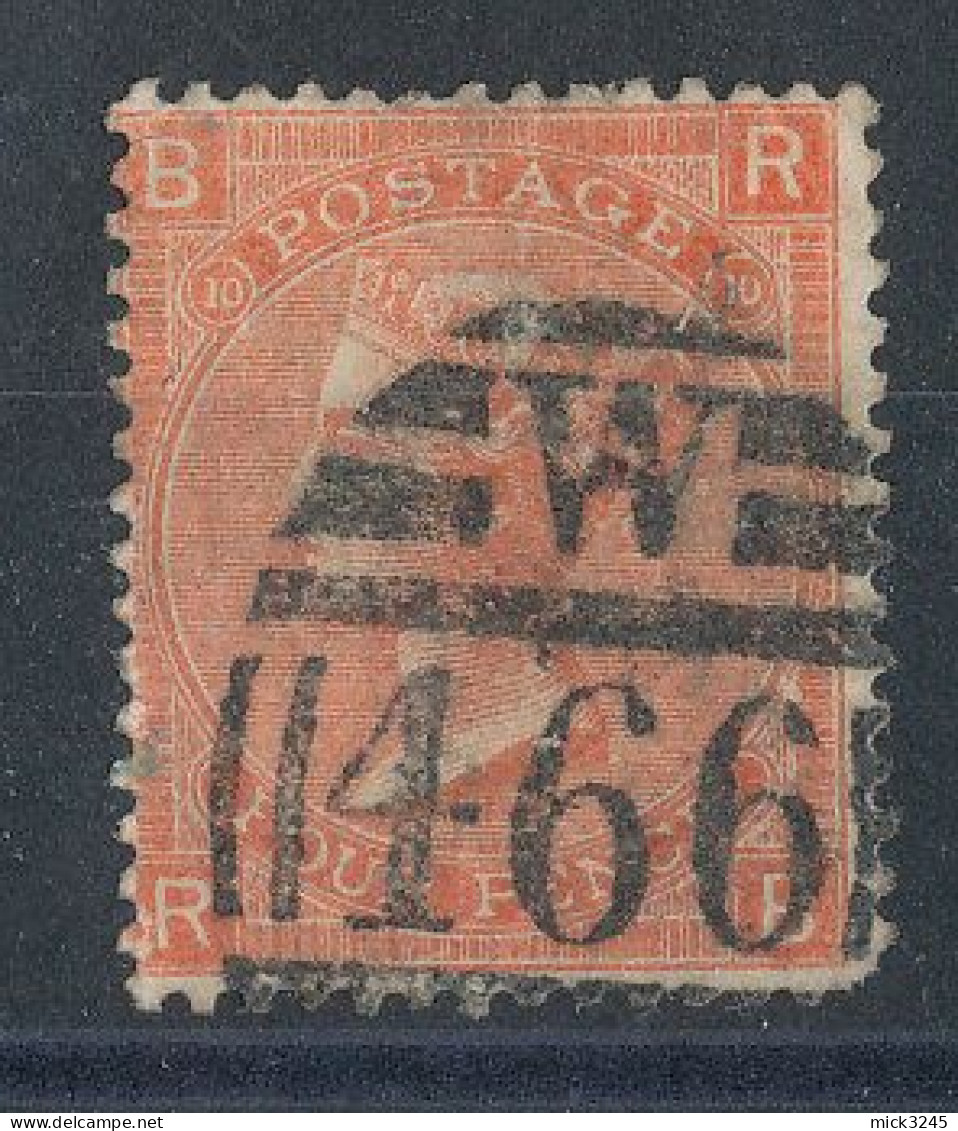 GB  N°32 Victoria 4p Rouge-orange De 1865 Planche 10 - Usati