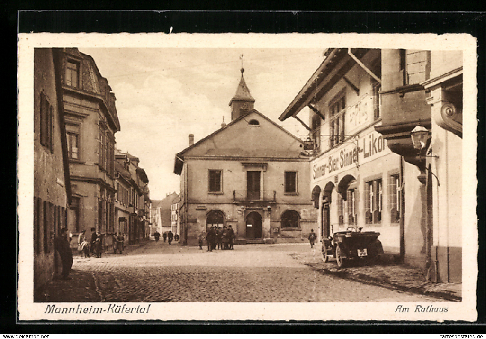 AK Mannheim-Käfertal, Rathaus Und Geschäft Sinner-Bier  - Mannheim