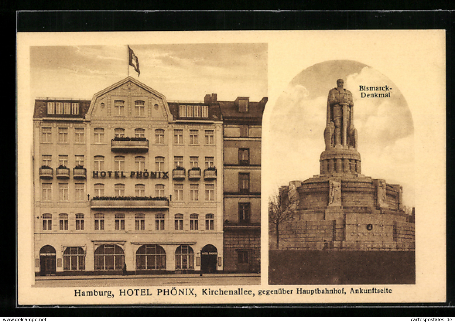 AK Hamburg, Hotel Phönix, Kirchenallee, Bismarck-Denkmal  - Mitte
