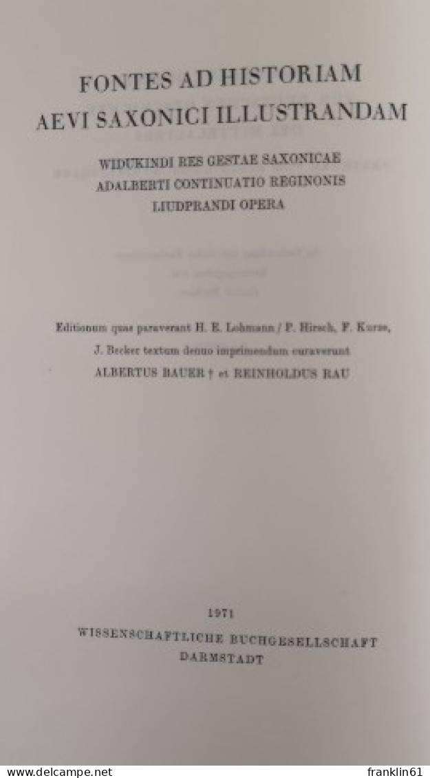 Quellen Zur Geschichte Der Sächsischen Kaiserzeit. Widukinds Sachsengeschichte. Adalberts Fortsetzung Der Chr - 4. 1789-1914