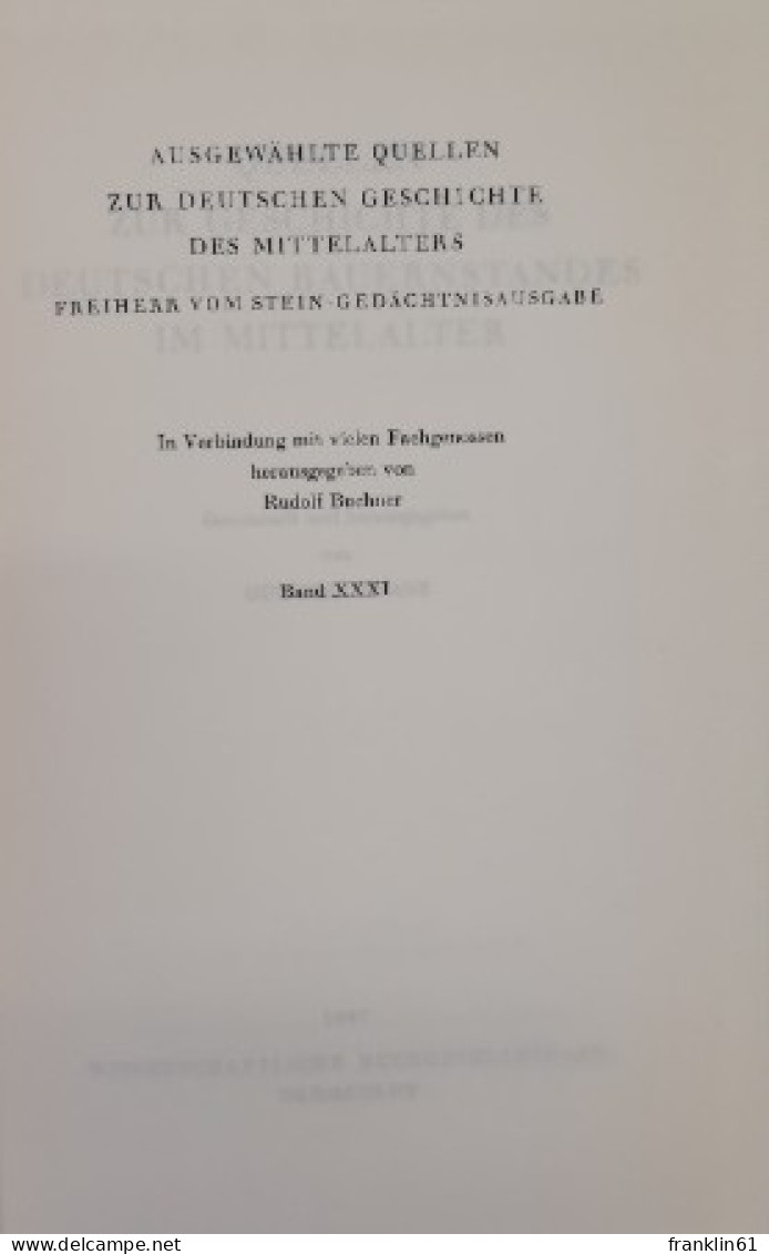 Quellen Zur Geschichte Des Deutschen Bauernstandes Im Mittelalter. - 4. 1789-1914