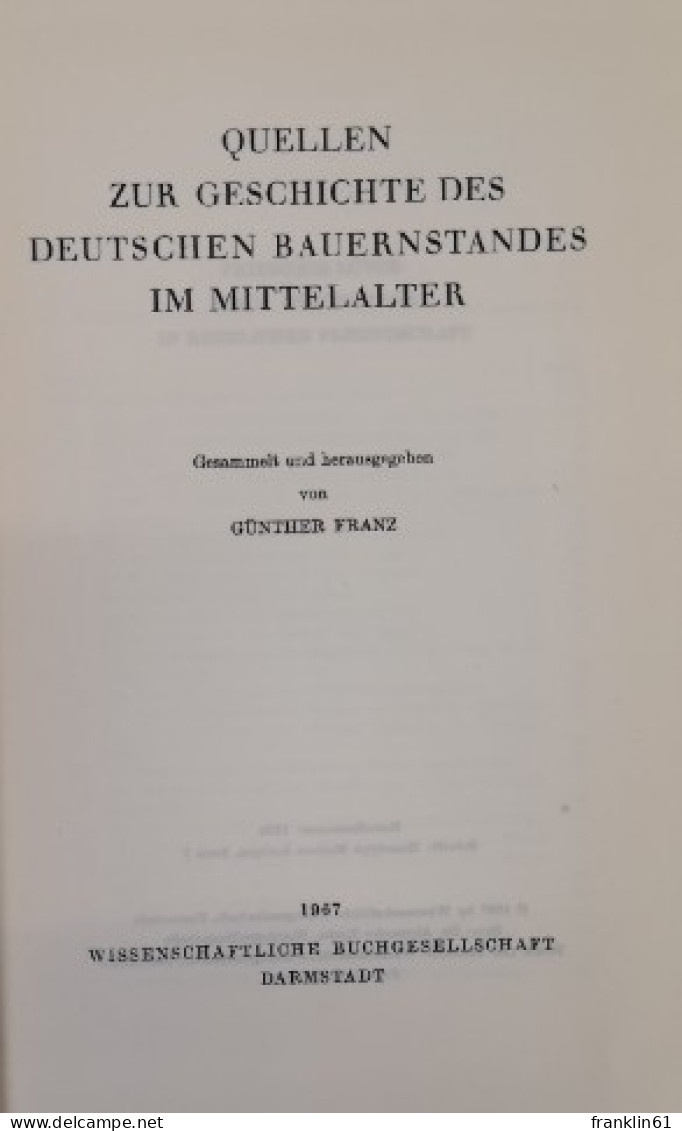 Quellen Zur Geschichte Des Deutschen Bauernstandes Im Mittelalter. - 4. 1789-1914