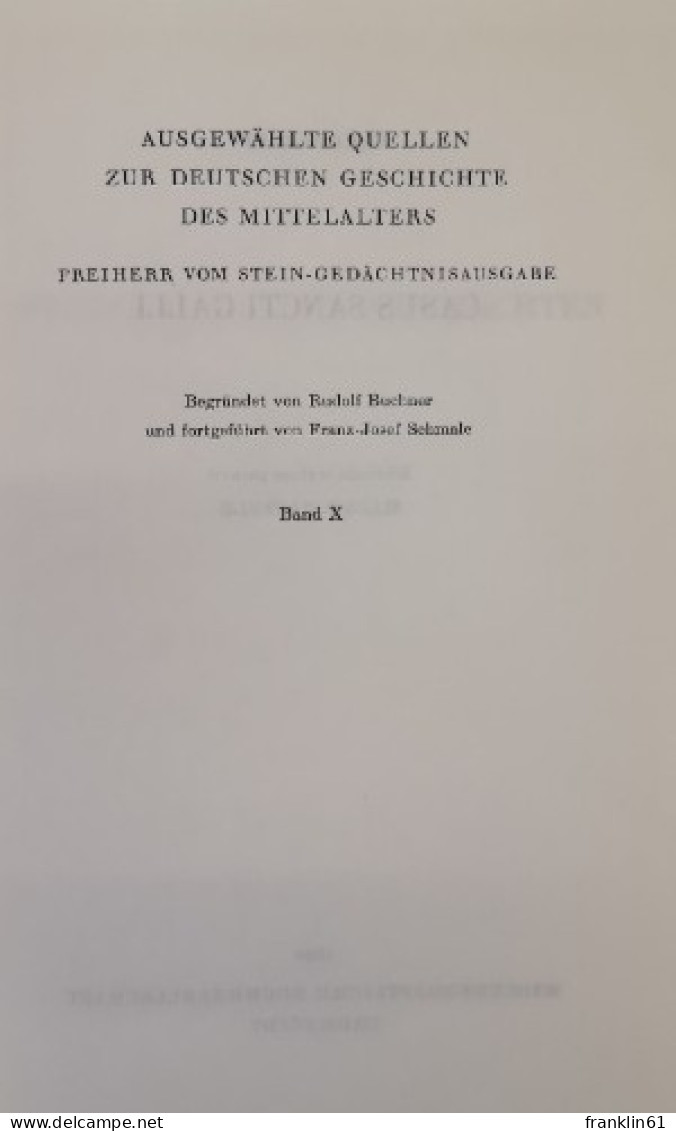St. Galler Klostergeschichten. Ausgewählte Quellen Zur Deutschen Geschichte Des Mittelalters. - 4. Neuzeit (1789-1914)