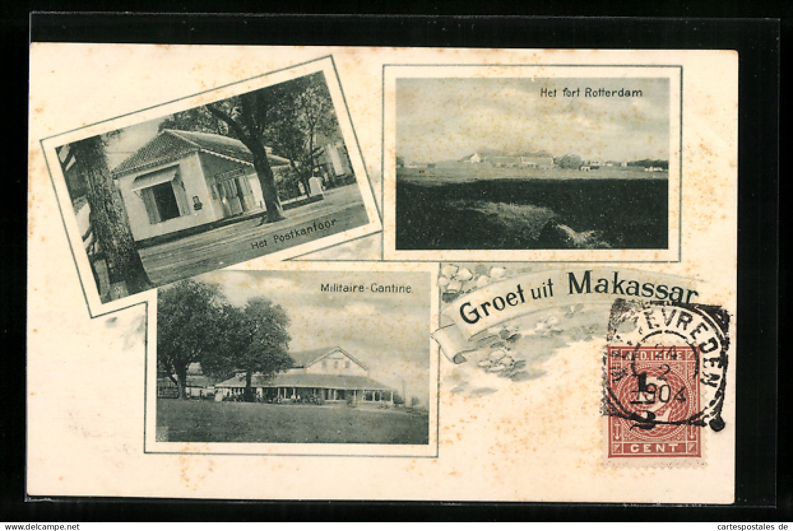 AK Makassar, Het Fort Rotterdam, Militaire-Cantine, Het Postkanfoor  - Indonesia