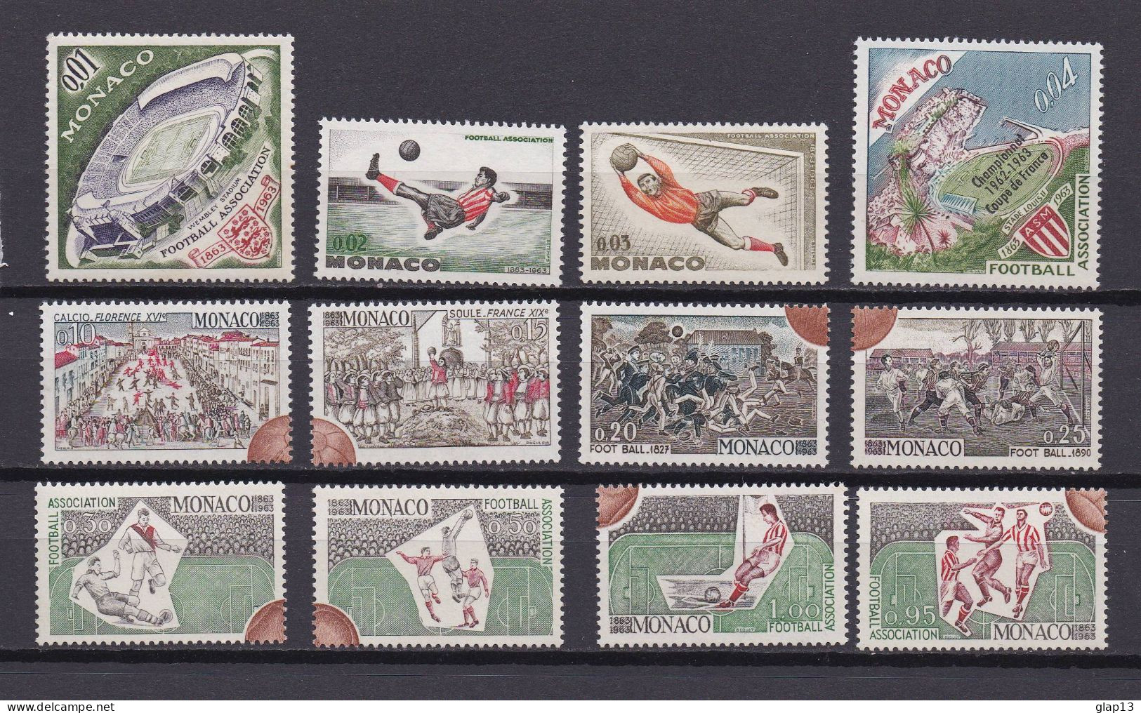 MONACO 1963 TIMBRE N°620/31 NEUF** FOOTBALL - Unused Stamps