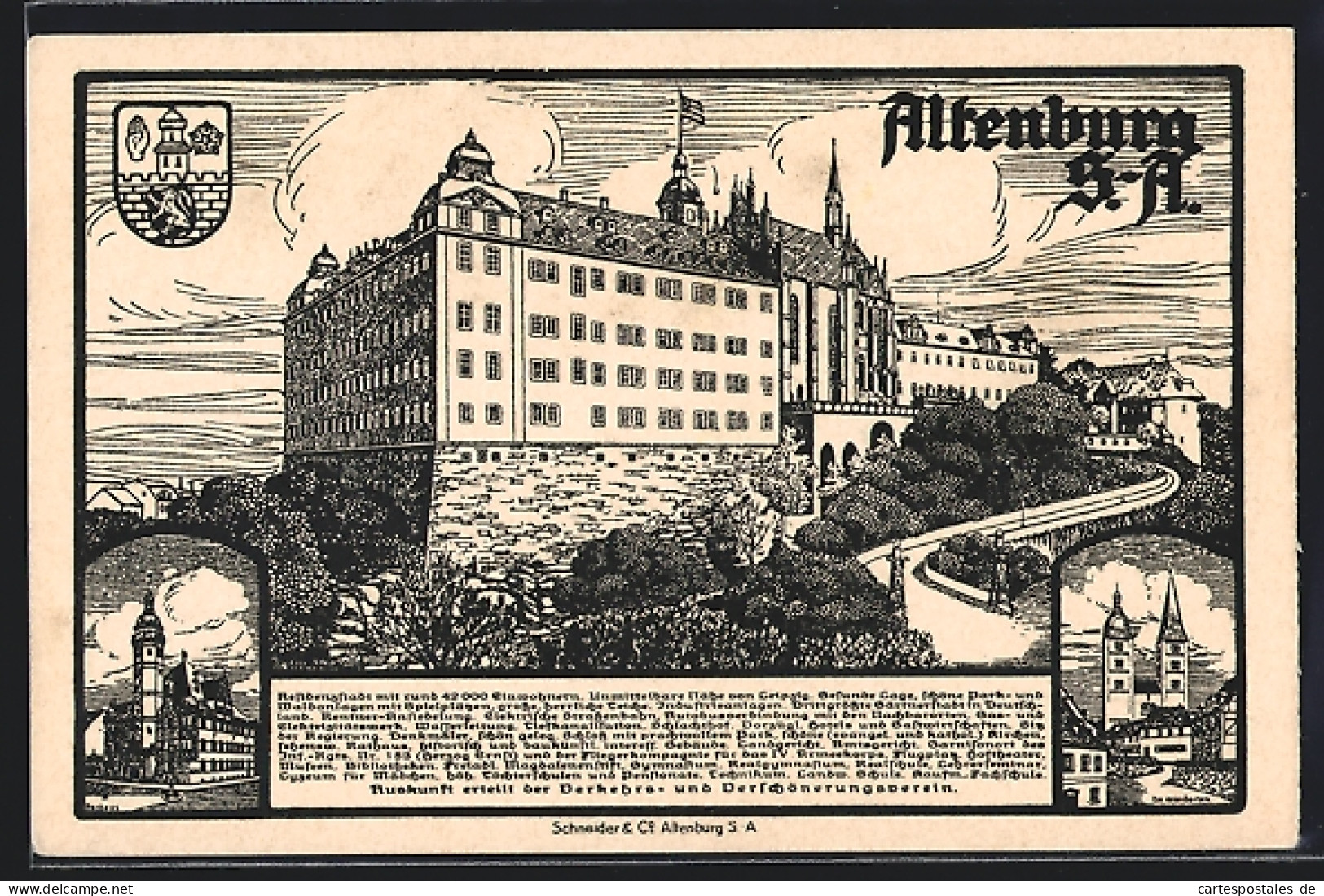 AK Altenburg / Thür., Blick Zum Schloss, Wappen  - Altenburg