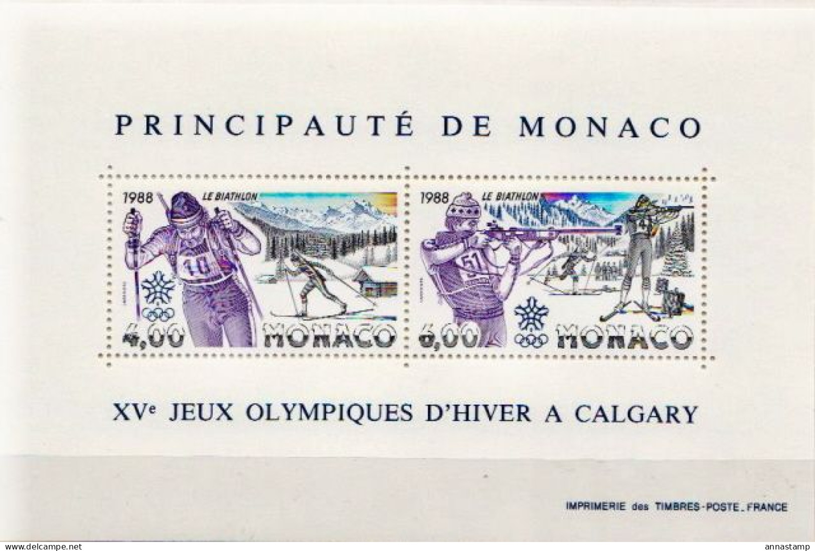 Monaco MNH Minisheet - Winter 1988: Calgary