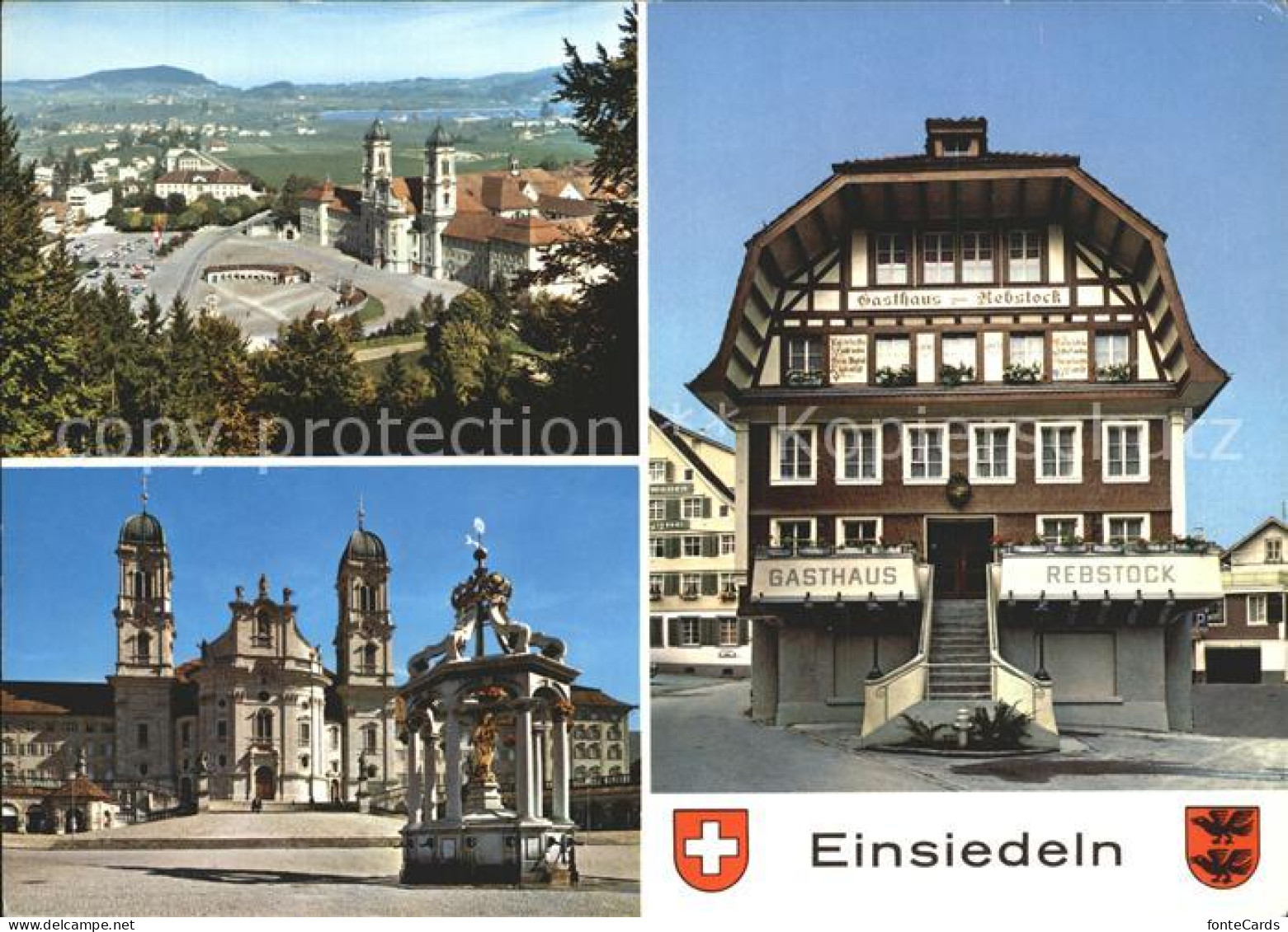 12312595 Einsiedeln SZ Panorama Kirche Gasthaus Rebstock  Einsiedeln - Other & Unclassified