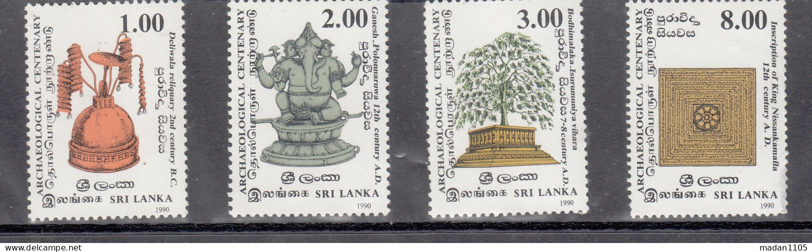 SRI LANKA, 1990, The 100th Anniversary Of Department Of Archaeology, Set 4 V, MNH, (**) - Sri Lanka (Ceylon) (1948-...)