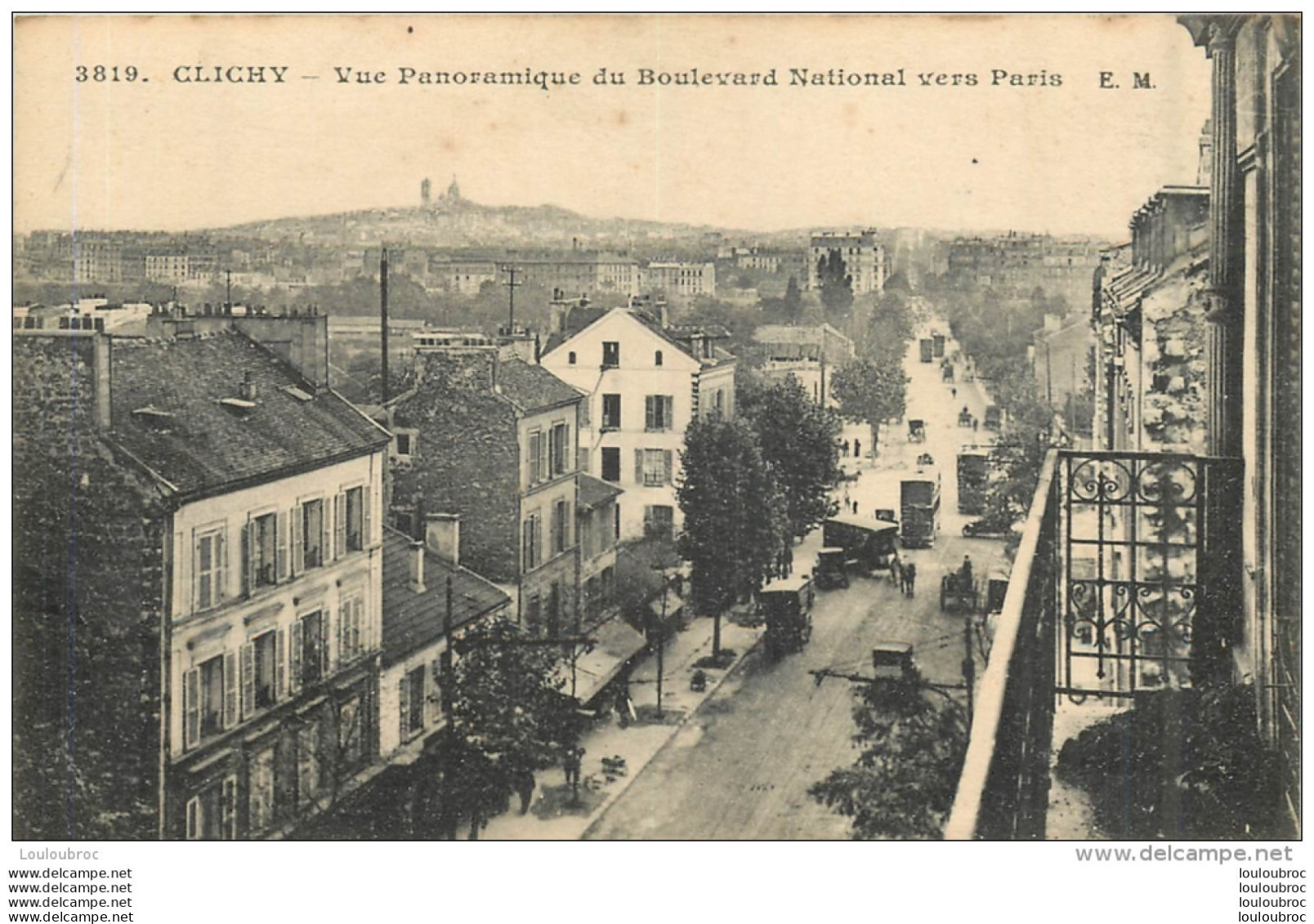 CLICHY VUE PANORAMIQUE DU BOULEVARD NATIONAL VERS PARIS - Clichy