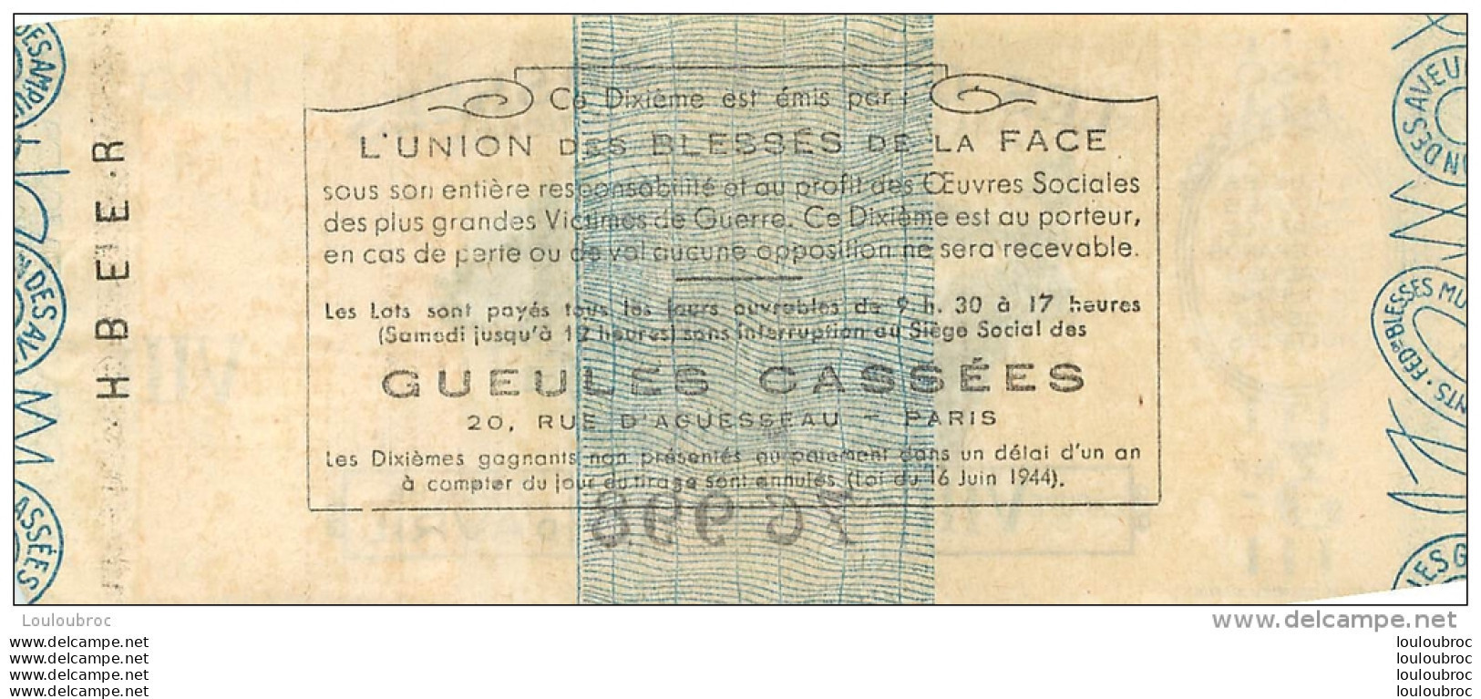 BILLET DE LOTERIE NATIONALE 1960 LES GUEULES CASSEES - Lotterielose