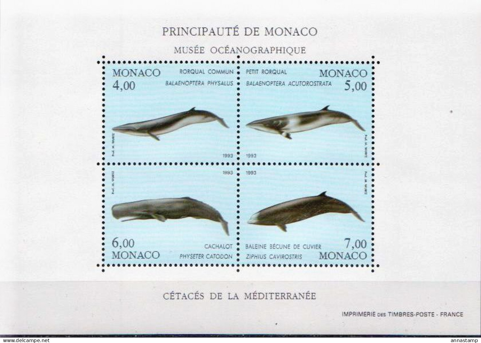 Monaco MNH Minisheet - Walvissen