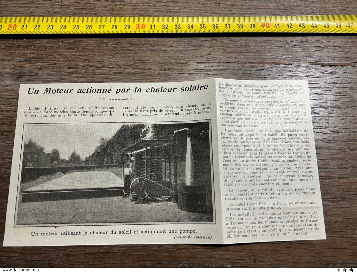 1908 PATI Moteur Actionné Par La Chaleur Solaire Inventeur Frank Shuman, - Verzamelingen