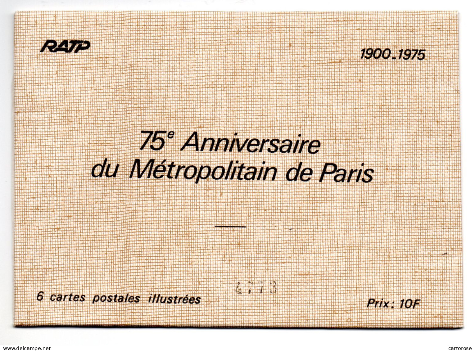 75  PARIS  -  75è Anniversaire Du Métropolitain - Pochette, 6 CP,cachet à Date, Exemplaire Numéroté - Métro Parisien, Gares