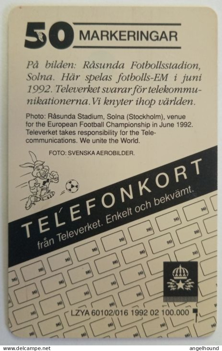 Sweden 50 Unit Chip Card - Em 92, Rasunda - Zweden