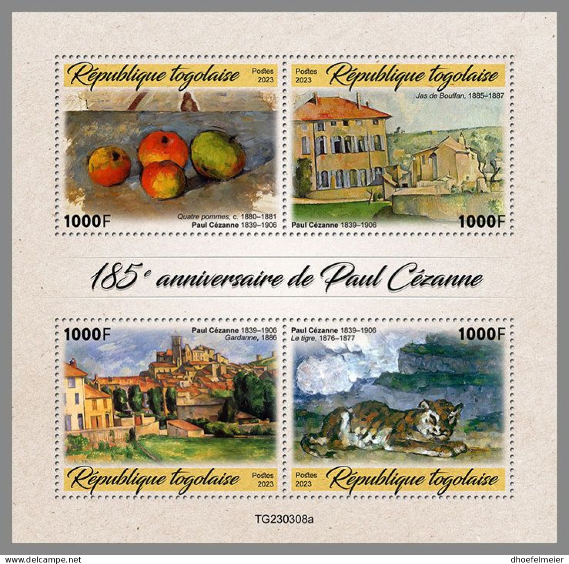 TOGO 2023 MNH Paul Cezanne Paintings Gemälde M/S – IMPERFORATED – DHQ2418 - Sonstige & Ohne Zuordnung