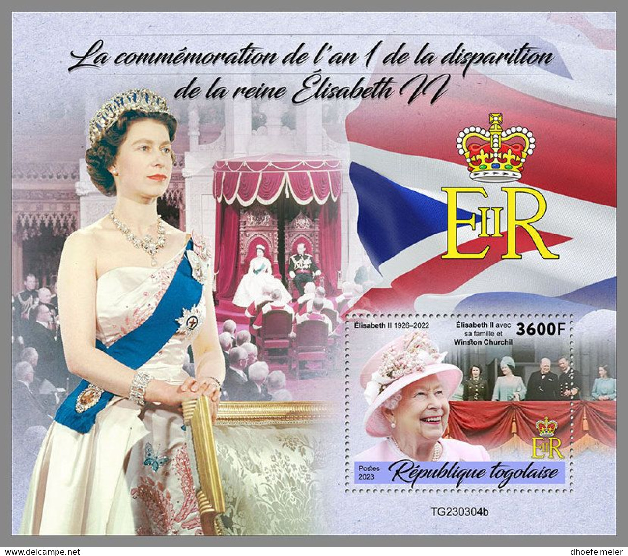 TOGO 2023 MNH 1st Day Of Death Queen Elizabeth II. S/S – IMPERFORATED – DHQ2418 - Familles Royales