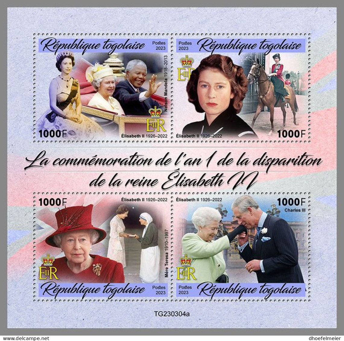 TOGO 2023 MNH 1st Day Of Death Queen Elizabeth II. M/S – IMPERFORATED – DHQ2418 - Koniklijke Families