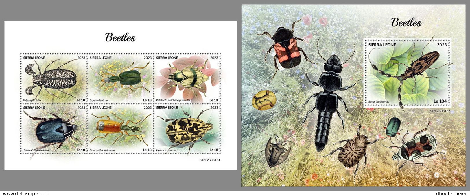 SIERRA LEONE 2023 MNH Beetles Käfer M/S+S/S – IMPERFORATED – DHQ2418 - Coléoptères