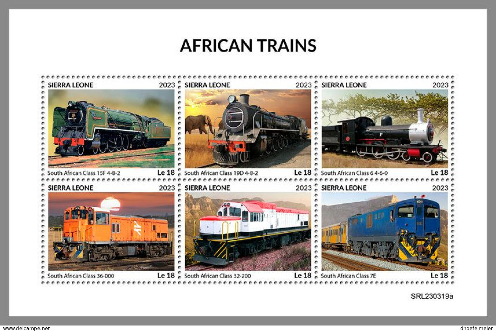 SIERRA LEONE 2023 MNH African Trains Afrikanische Eisenbahnen M/S – IMPERFORATED – DHQ2418 - Trains