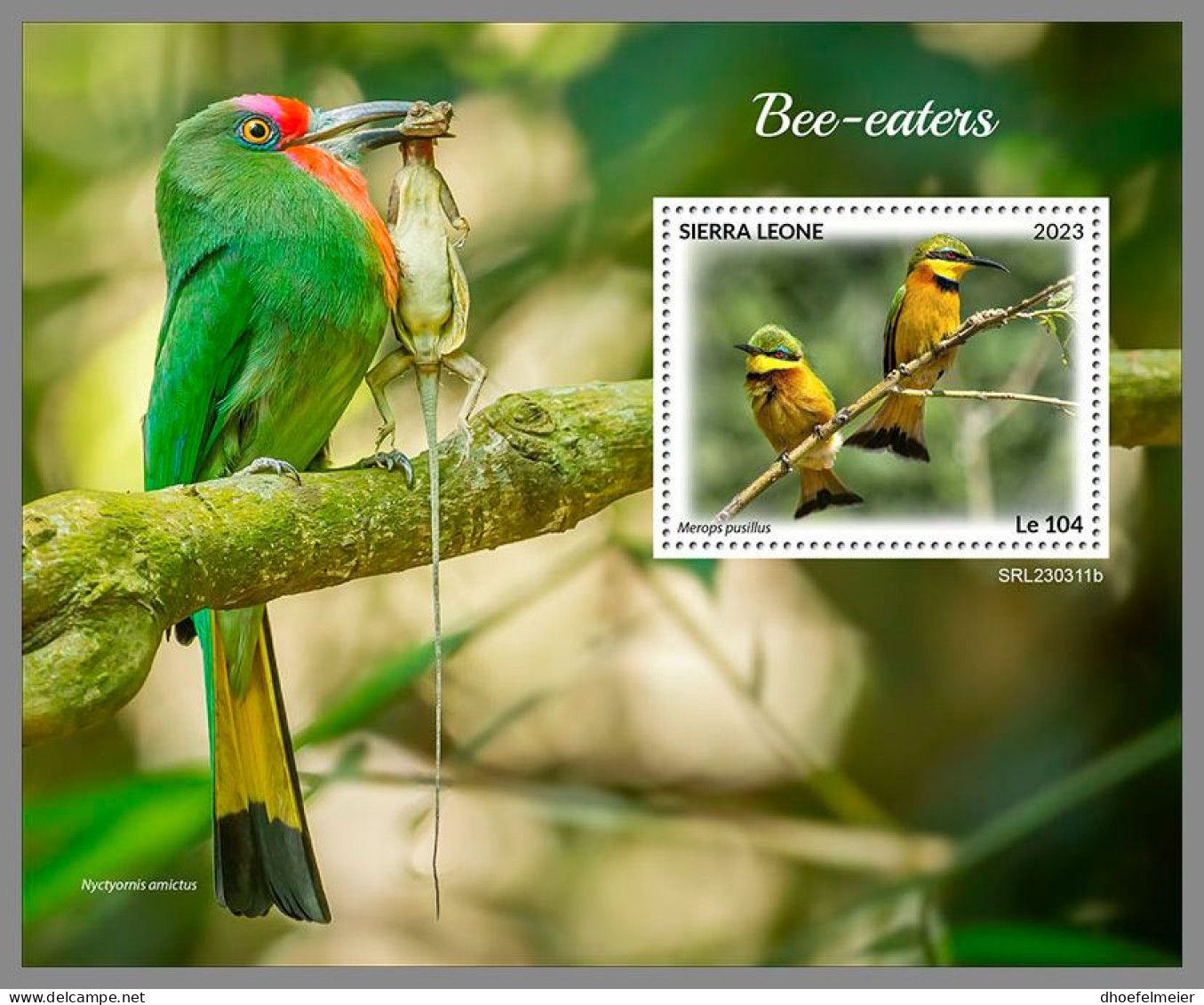 SIERRA LEONE 2023 MNH Bee-eaters Bienenfresser S/S – IMPERFORATED – DHQ2418 - Other & Unclassified
