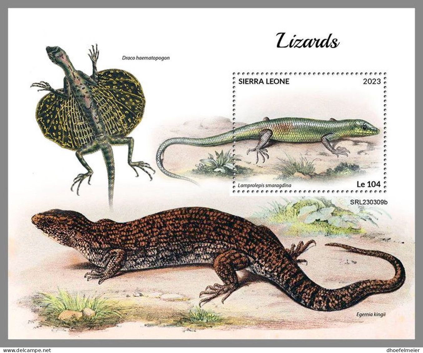 SIERRA LEONE 2023 MNH Lizards Eidechsen S/S – IMPERFORATED – DHQ2418 - Otros & Sin Clasificación