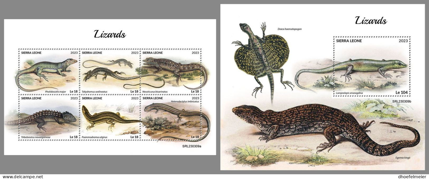 SIERRA LEONE 2023 MNH Lizards Eidechsen M/S+S/S – IMPERFORATED – DHQ2418 - Andere & Zonder Classificatie