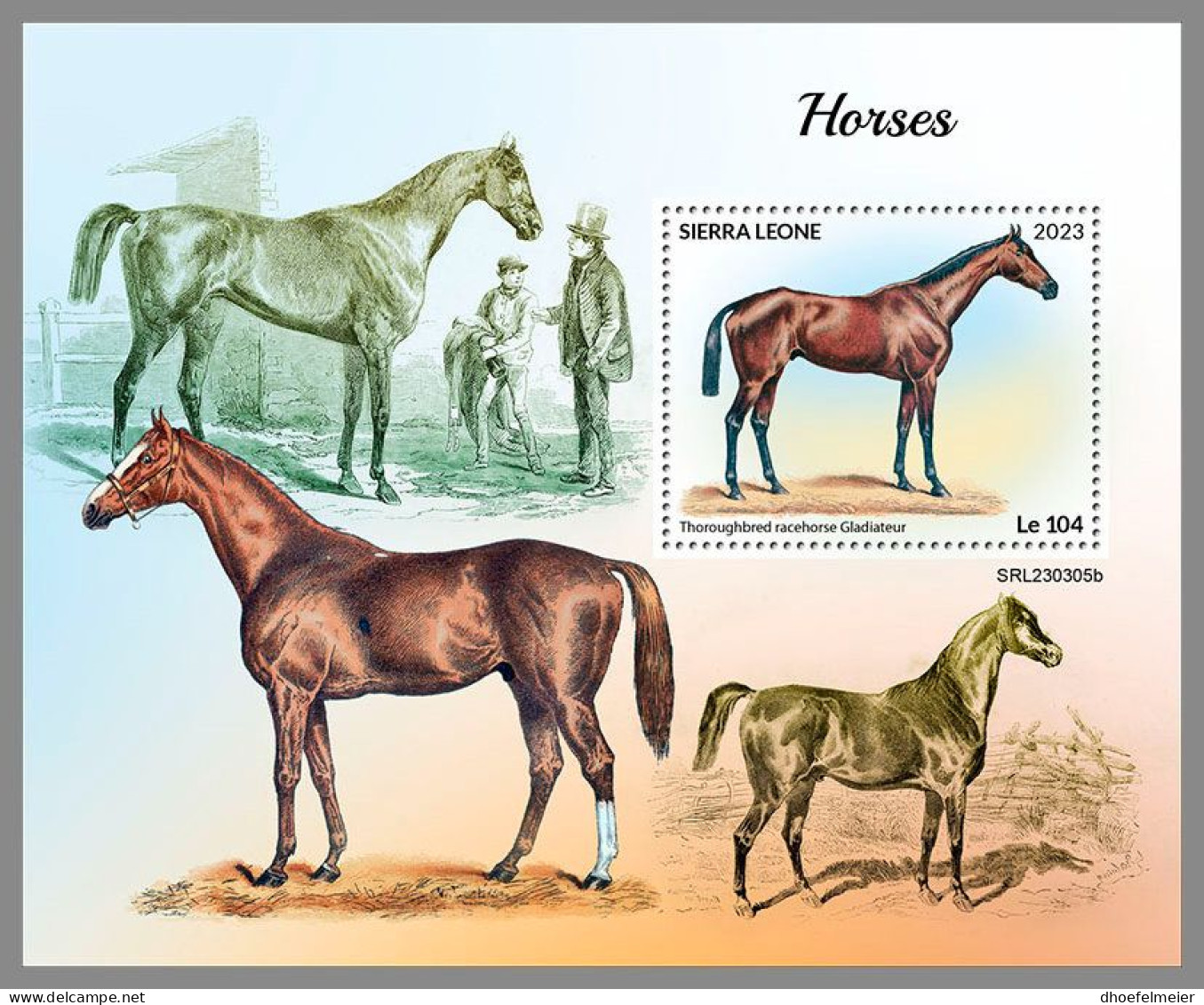 SIERRA LEONE 2023 MNH Horses Pferde S/S – IMPERFORATED – DHQ2418 - Horses