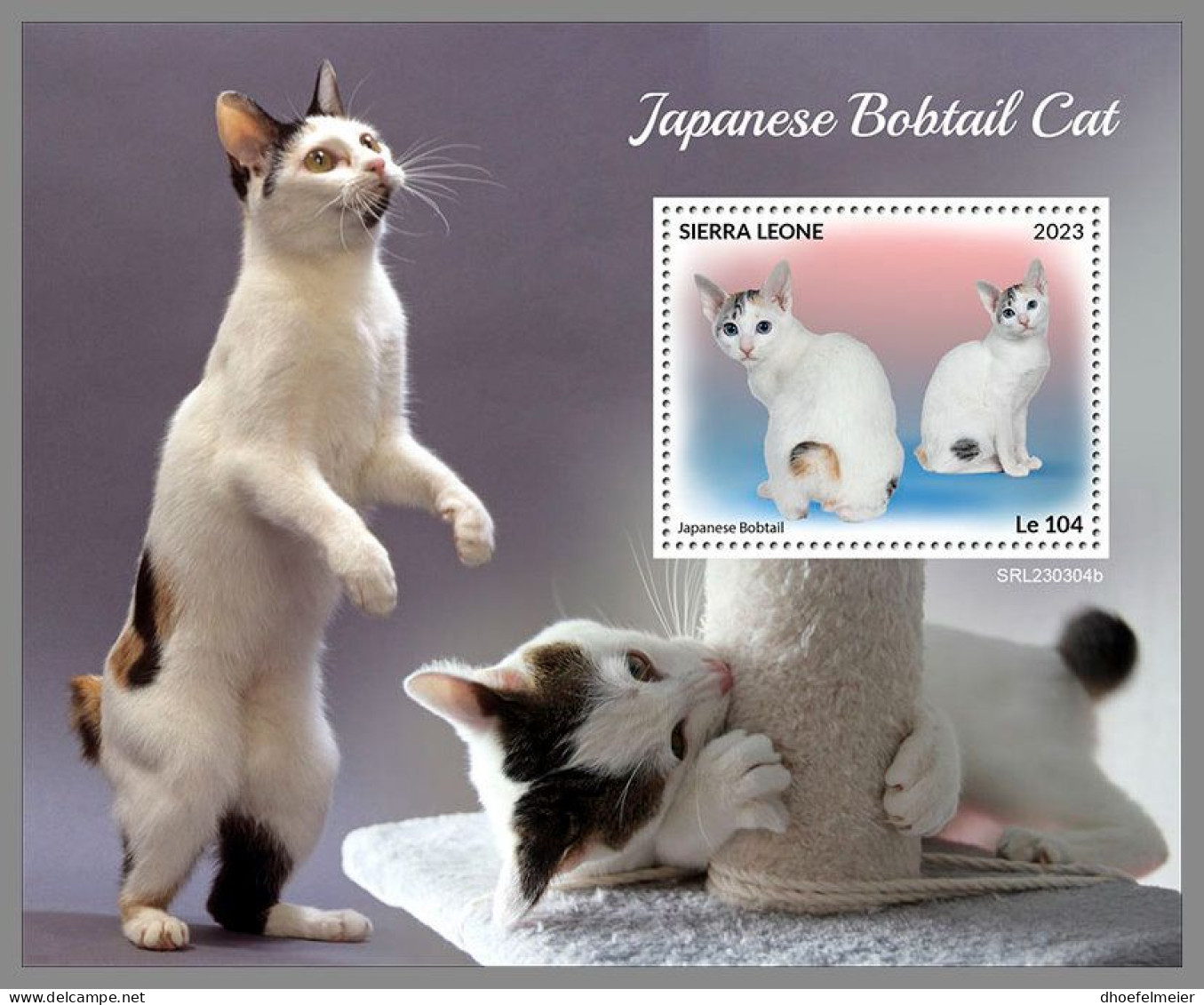 SIERRA LEONE 2023 MNH Japanese Bobtail Cat Japanische Katzen S/S – IMPERFORATED – DHQ2418 - Gatti