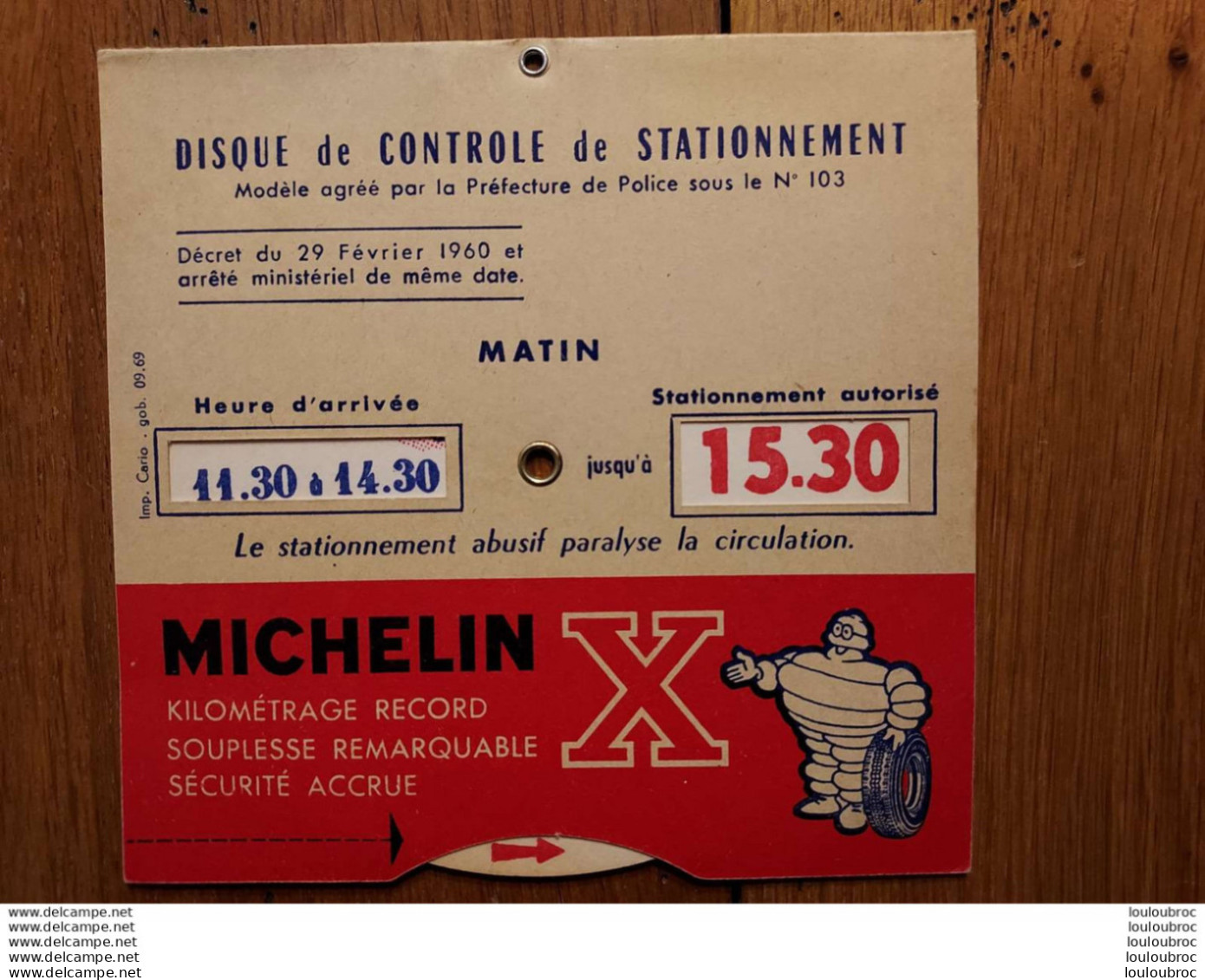 DISQUE MICHELIN  IMP. CARIO 1969 - KFZ