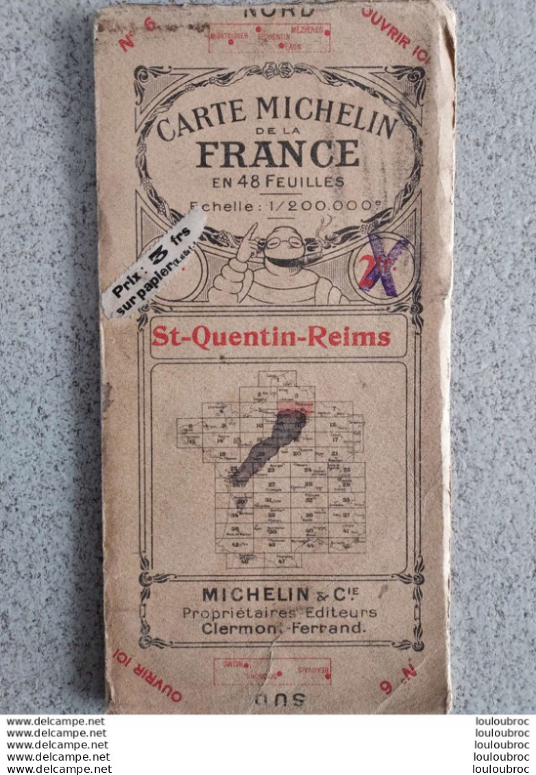 CARTE MICHELIN DE LA FRANCE 1/200 000e ST QUENTIN - REIMS - Roadmaps