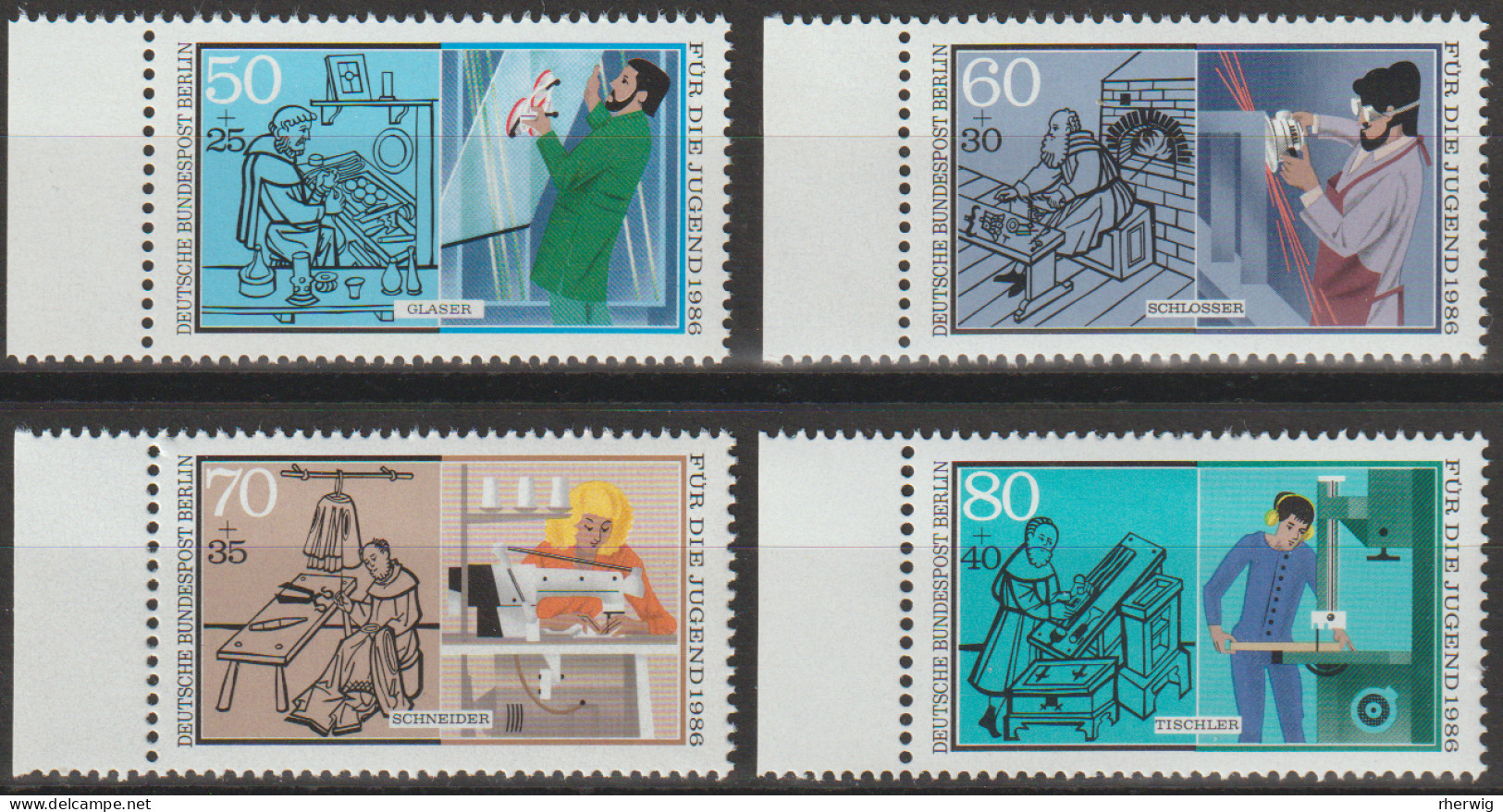 Berlin, 1986, Mi.Nr.754-757 ** -  Ein Satz Mit Seitenrand Links  "Jugend: Handwerksberufe" - Unused Stamps