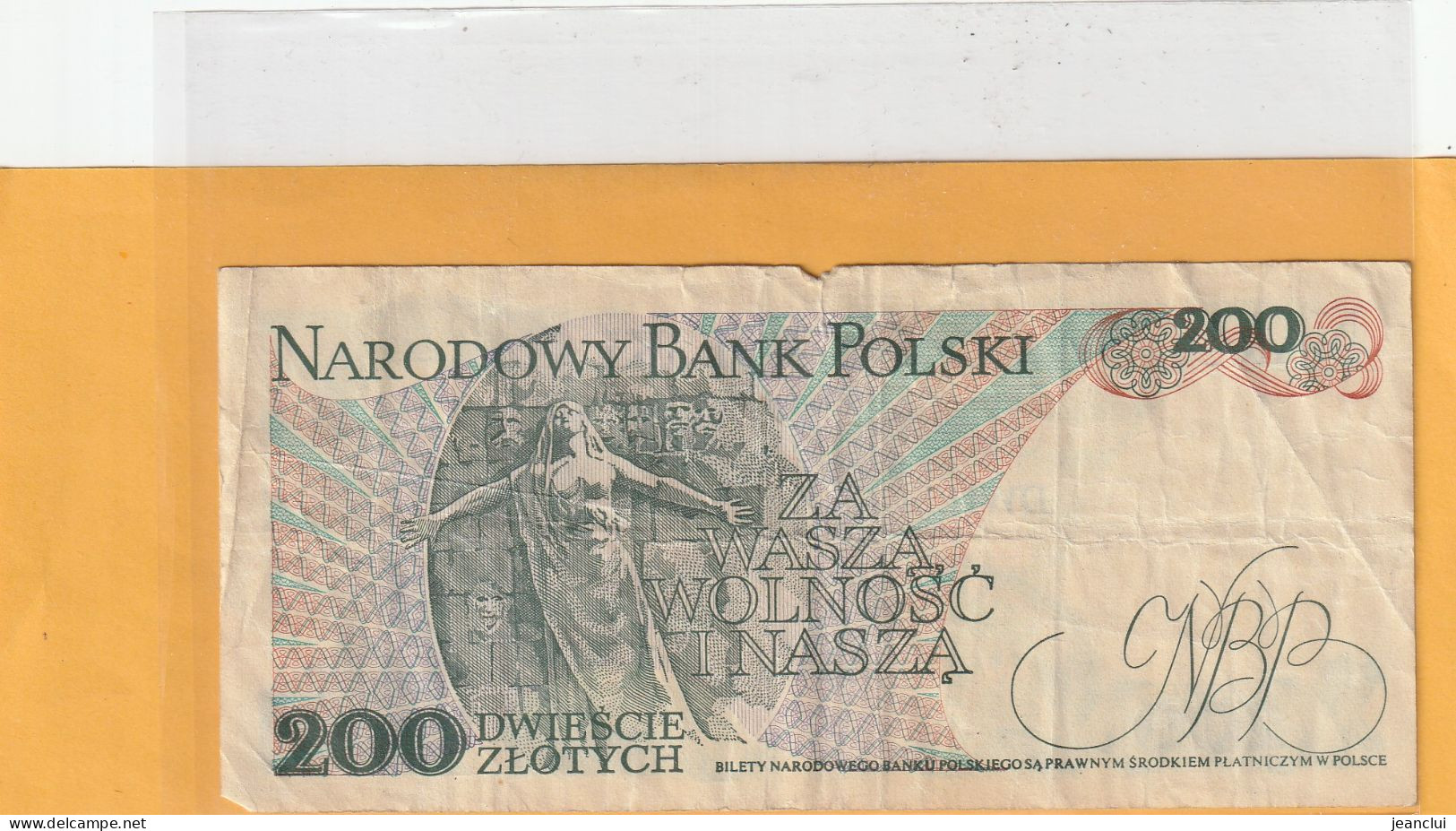 NARODOWY BANK POLSKI . 200 ZLOTYCH .  J. DABROWSKI  . 1-12-1988 .  N° EE 5758859 . 2 SCANNES  .  BILLET USITE - Polen