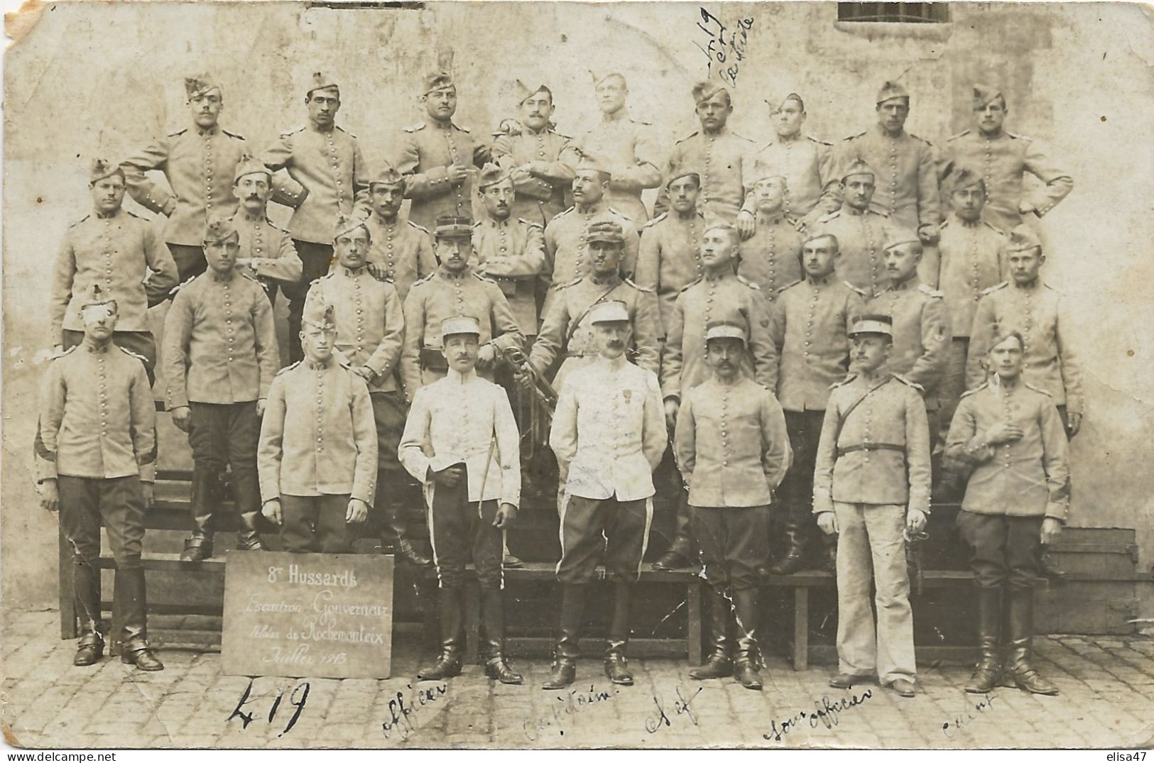 94 LE  PERREUX  JUILLET 1913 GROUPE  DE  MILITAIRES  DU 8 Ieme  HUSSARD  ESCADRON  GOUVERNEUR PELETON DE ROCHEMONTEIX - Regiments