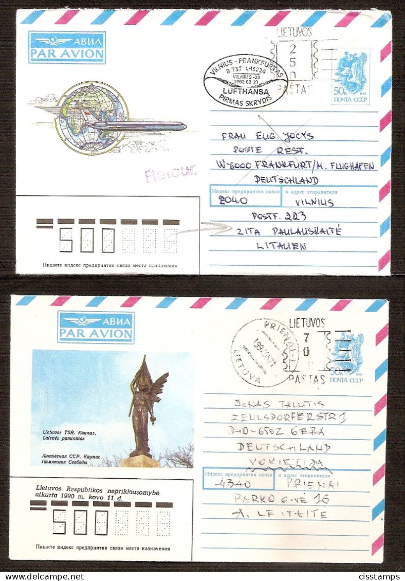 Lithuania 1992Reprinted (Provisory) Cover2.50 & 7.00 Mailed To Germany - Lituanie