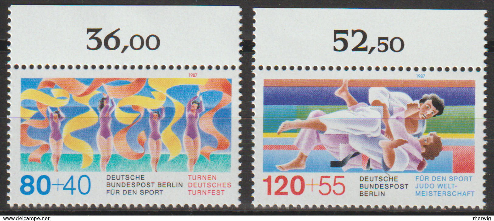 Berlin, 1987, Mi.Nr. 777-778 ** -  Ein Satz Mit Oberrand  "Sporthilfe" - Unused Stamps