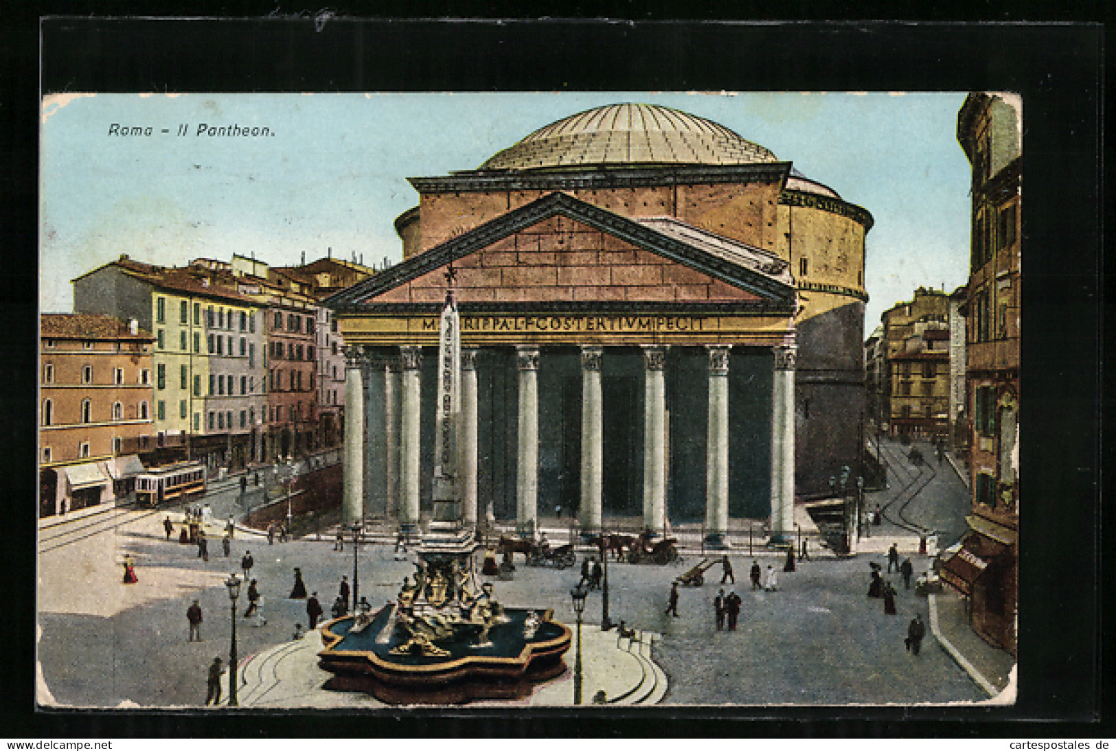 AK Roma, Il Pantheon, Strassenbahn  - Tramways