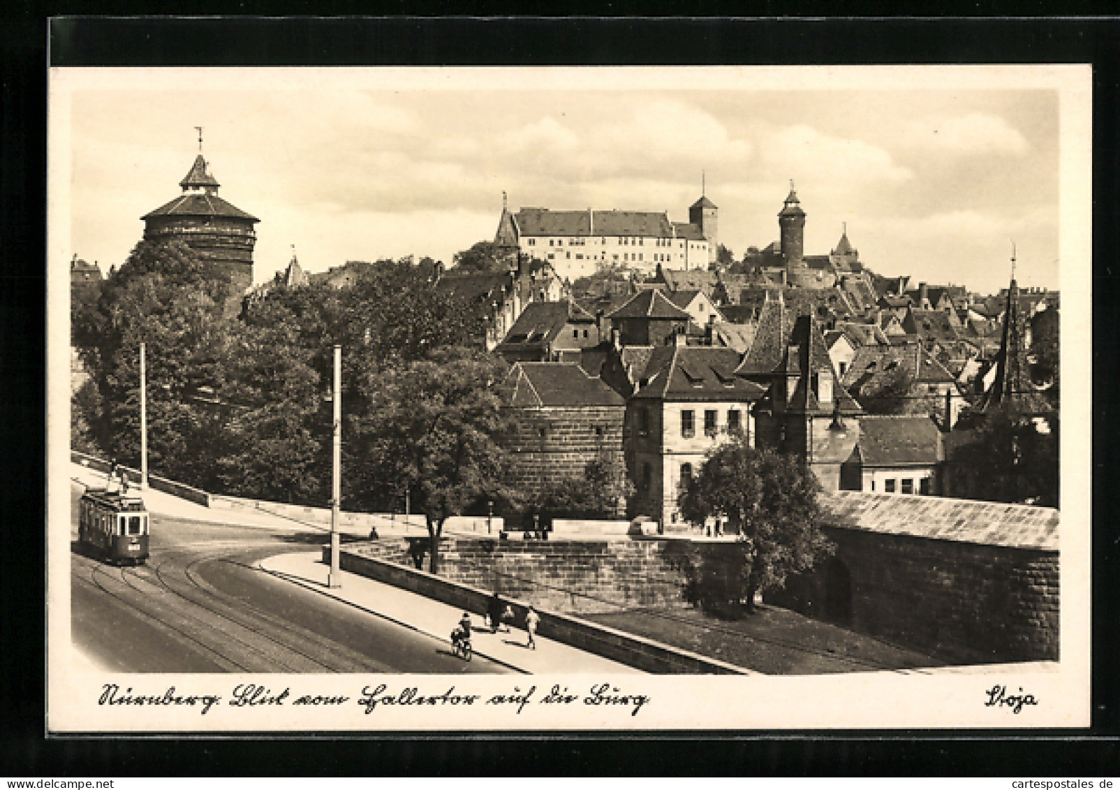 AK Nürnberg, Blick Vom Hallertor Auf Die Burg, Strassenbahn  - Tranvía