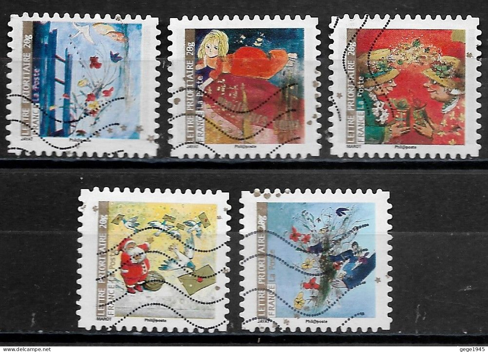 France 2009 Oblitéré Autoadhésif  N° 372 - 375 - 377 - 378 - 381    "  Meilleurs Voeux  " - Used Stamps