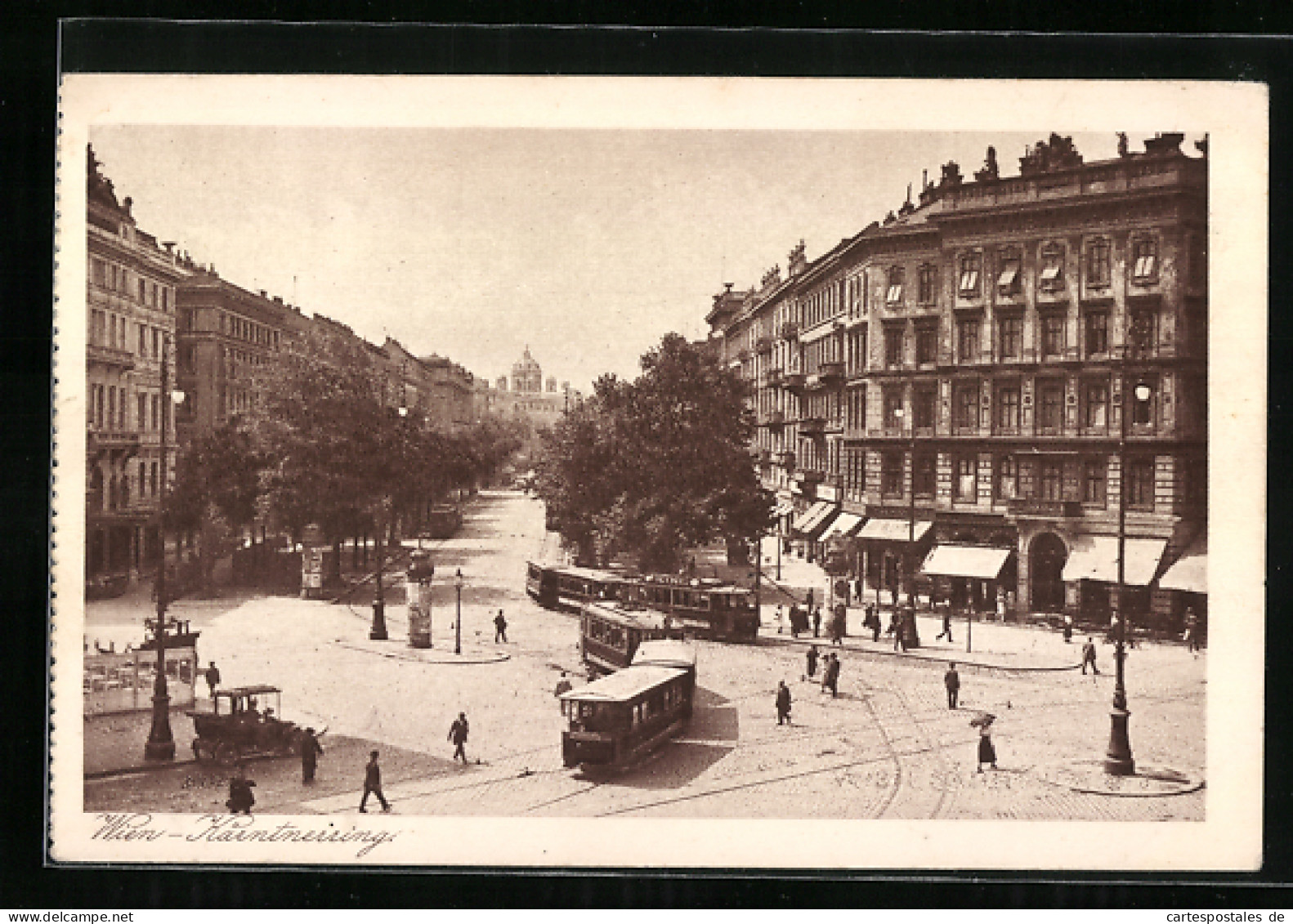 AK Wien, Kärtntnerring, Strassenbahn Mit Geschäften  - Tramways