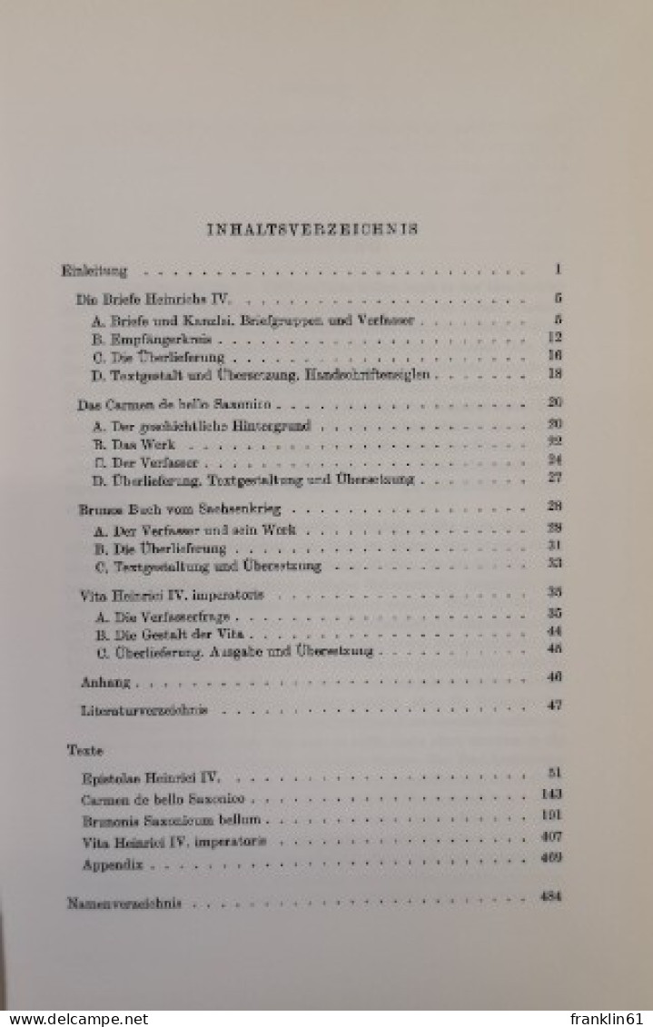 Quellen Zur Geschichte Kaiser Heinrichs IV..  Ausgewählte Quellen Zur Deutschen Geschichte Des Mittelalters. - 4. Neuzeit (1789-1914)