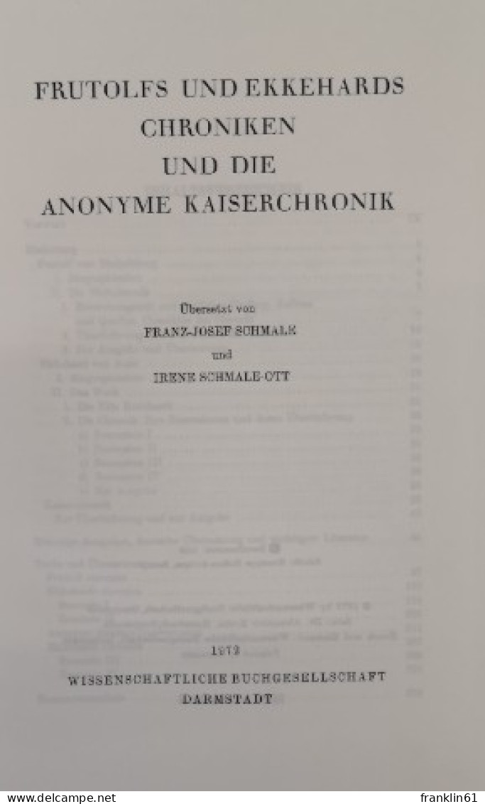 Frutolfs Und Ekkehards Chroniken Und Die Anonyme Kaiserchronik. - 4. 1789-1914