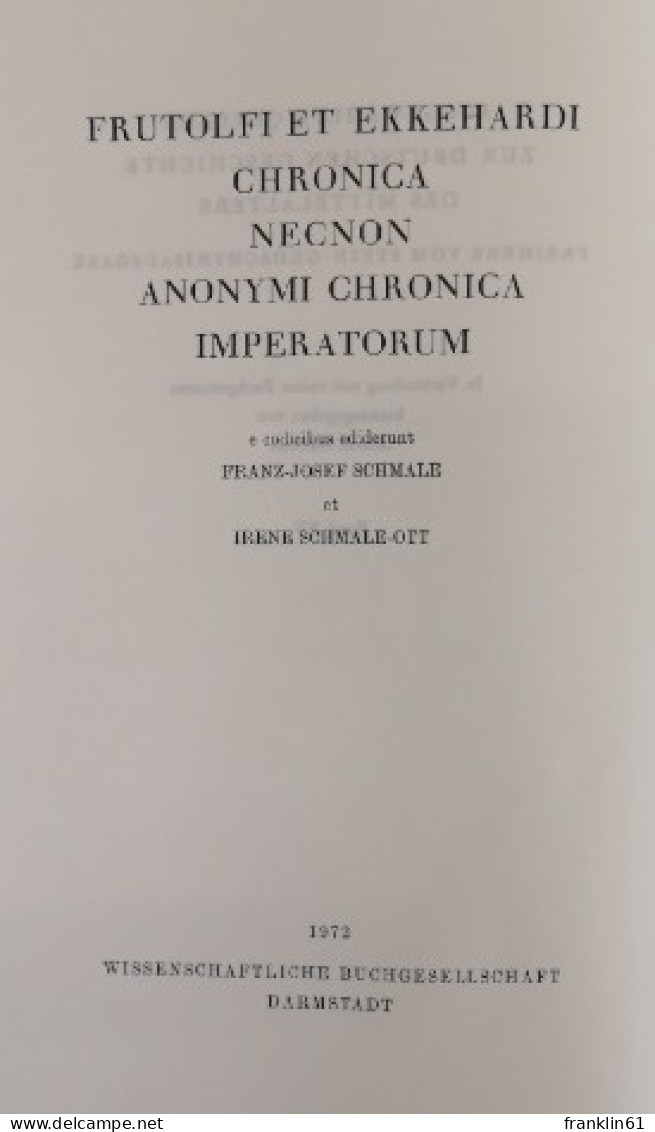 Frutolfs Und Ekkehards Chroniken Und Die Anonyme Kaiserchronik. - 4. Neuzeit (1789-1914)