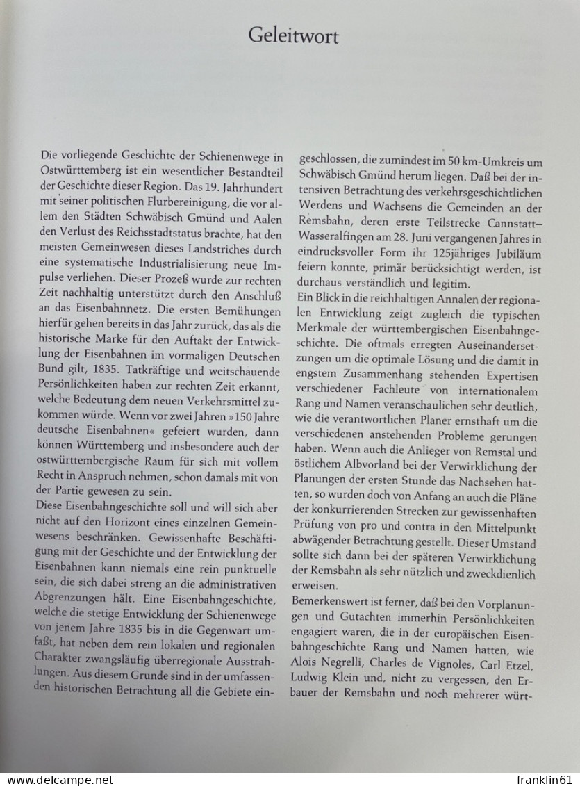 Die Remsbahn : Schienenwege In Ostwürttemberg. - Verkehr