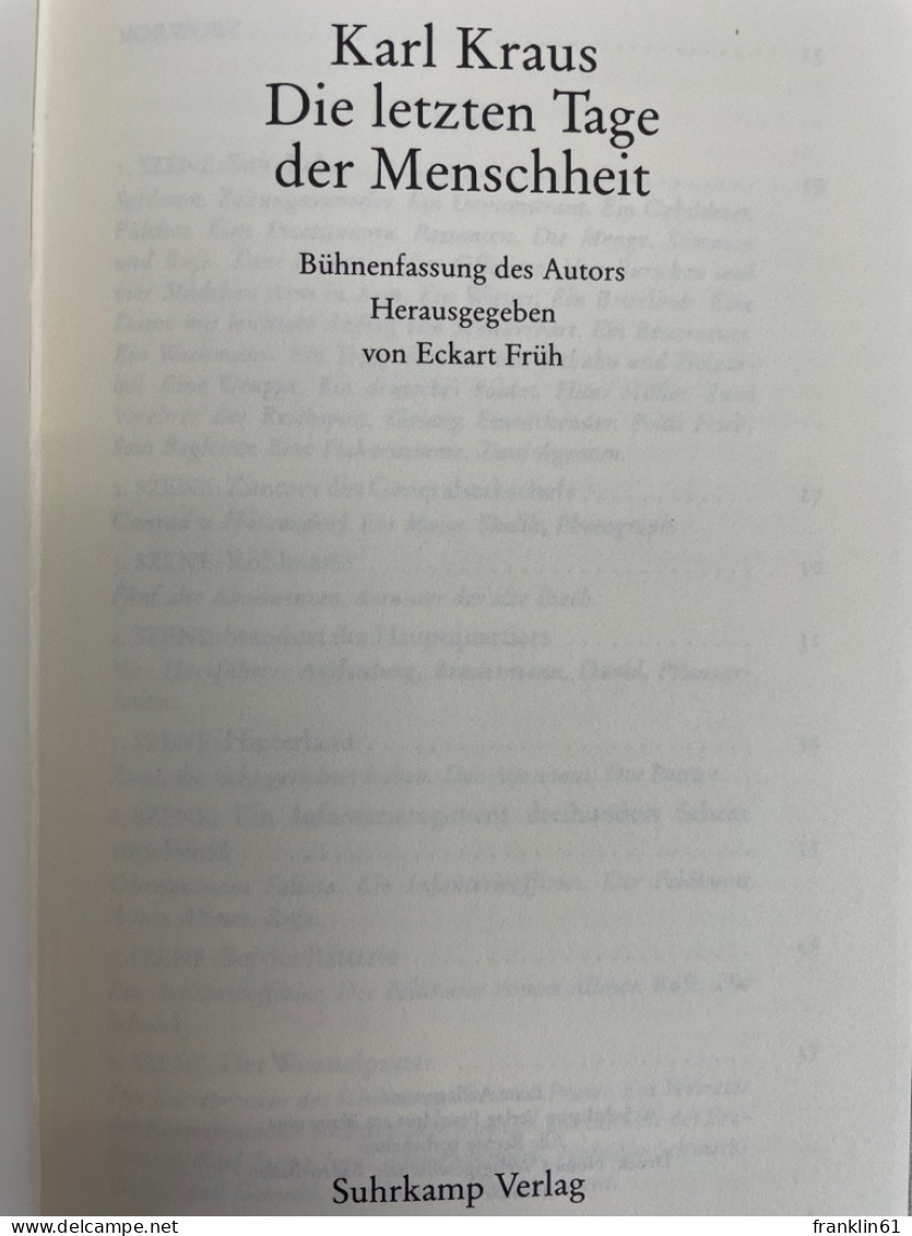 Die Letzten Tage Der Menschheit. - Poems & Essays