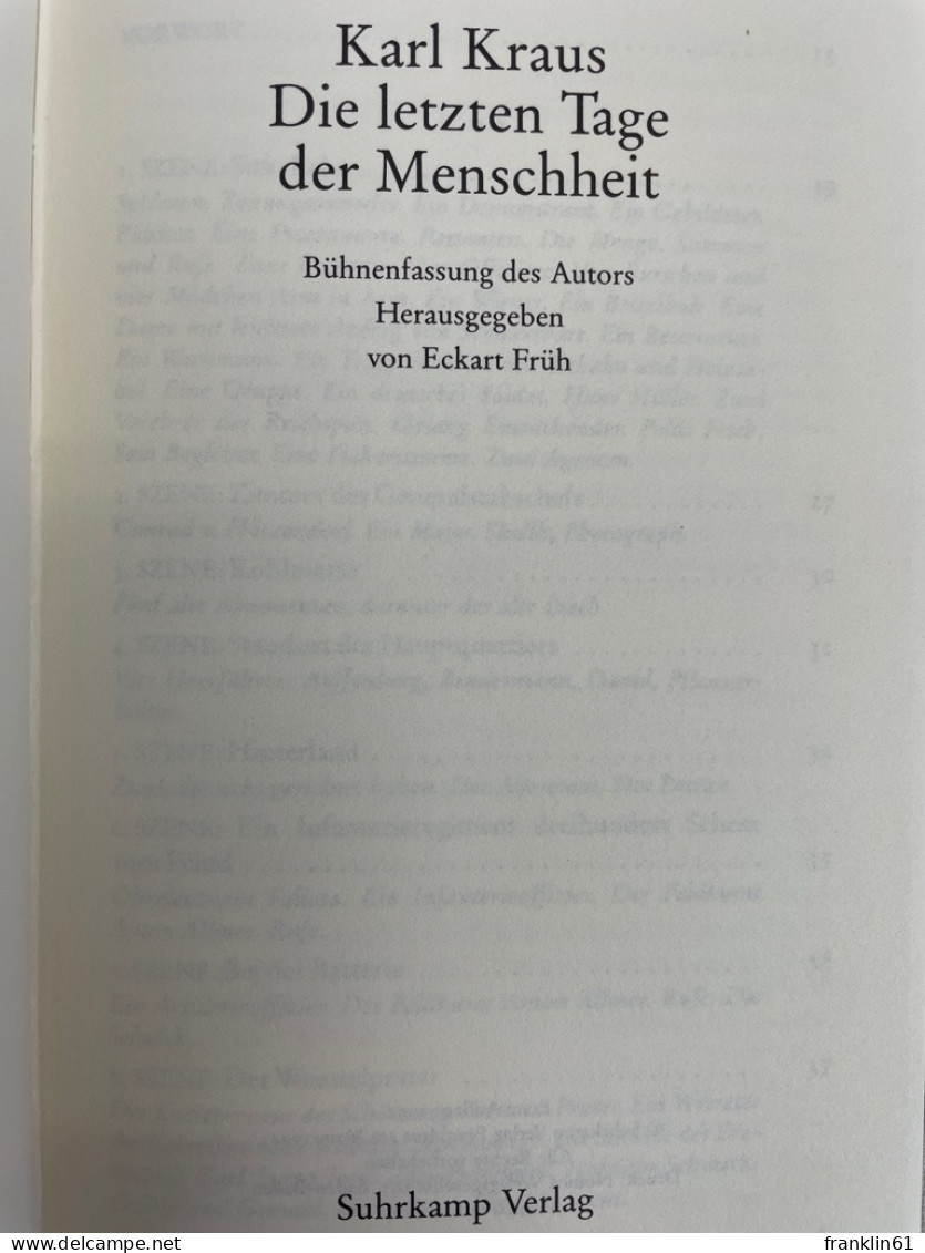 Die Letzten Tage Der Menschheit. - Poesía & Ensayos